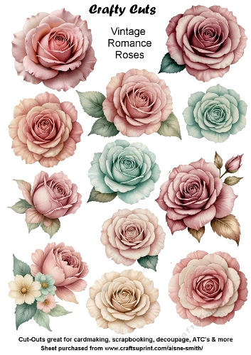Vintage Romance Roses Fussy Cuts Collage Sheet