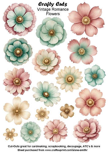 Vintage Romance Flowers Fussy Cuts Collage Sheet