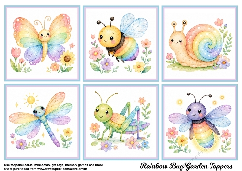 Rainbow bug Garden Toppers