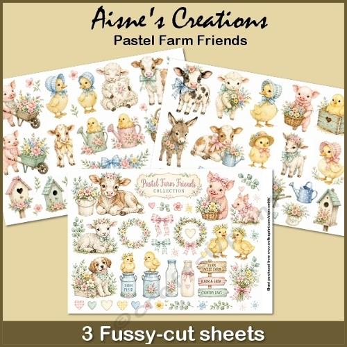Pastel Farm Friends Fussy-cuts