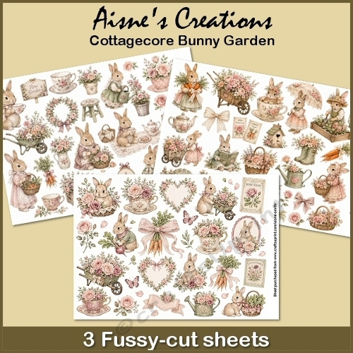 Cottagecore Bunny Garden Fussy-cuts