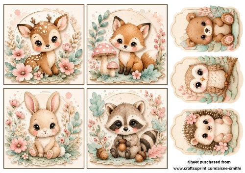 Cute Woodland Babies Toppers & Tags