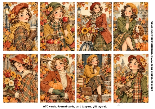 Vintage Autumn Ladies Toppers