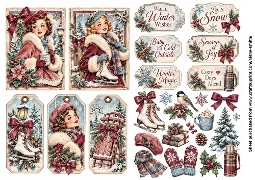 Retro Winter Fashionista Fussycut Ephemera