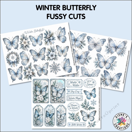 Winter Butterfly Fussy Cuts