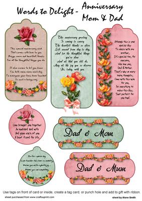 Mom & Dad Anniversary Toppers / Tags