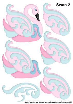 Swan 2 3D Decoupage Sheet
