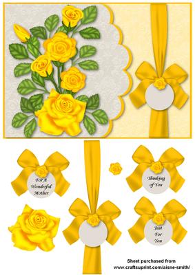 Scalloped Rose Card Front - Yellow