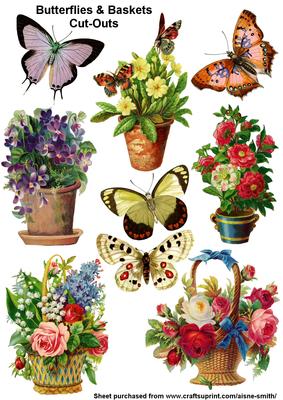 Vintage Butterflies & Baskets Cut-outs