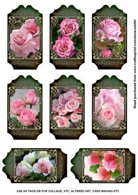 Floral Tags - Pink Roses