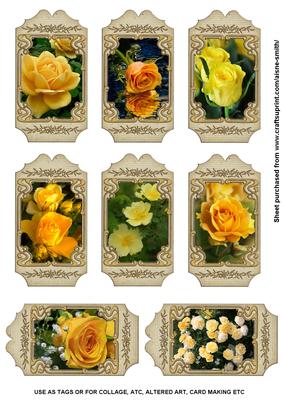 Floral Tags - Yellow Roses - CUP455851_466 | Craftsuprint