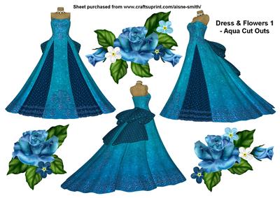 Dress & Flowers 1 - Aqua Cut Outs
