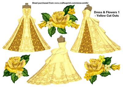 Dress & Flowers 1 - Yellow Cut Outs