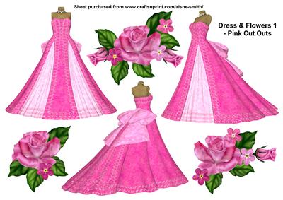 Dress & Flowers 1 - Pink Cut Outs