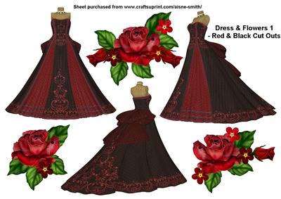 Dress & Flowers 1 - Red & Black Cut Outs