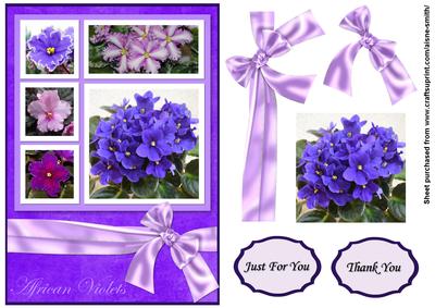 African Violets Collage Card