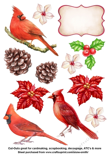 Watercolor Cardinal Cut-Outs