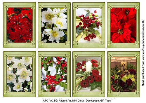 Christmas Flowers Gift Tags / Mini Cards
