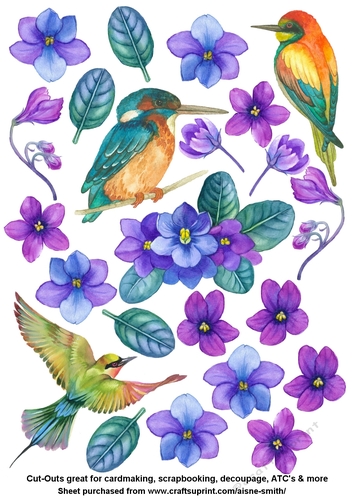Watercolor Purple Flower Cut-Outs