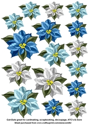 Blue Poinsettia Cut-Outs