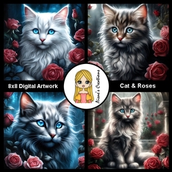 Cat & Roses