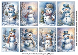Cute Snowman Tags / ATC / Journal Cards / Toppers