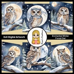 Enchanted Winter Forest Owl Artwork