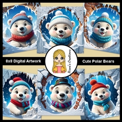 Cute Polar Bears Digital Art