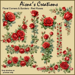 Red Roses Floral Corners & Borders