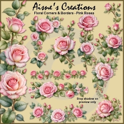 Pink Roses Floral Corners & Borders
