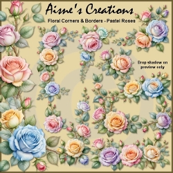 Pastel Roses Floral Corners & Borders