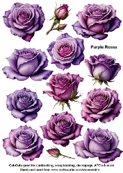 Purple Roses Cut-Out Sheets