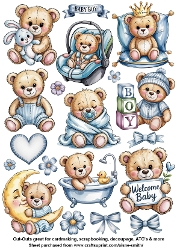 Baby Boy Teddy Bear Fussy cuts / Stickers