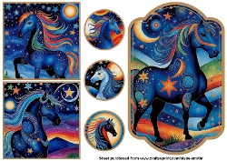 Starry Night Horses Toppers