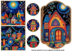 Starry Night Houses Toppers