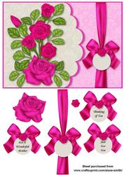 Scalloped Rose Card Front - Cerise