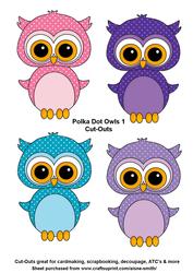 Polka Dot Owls 1 Cut-outs