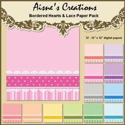 Bordered Hearts & Lace Paper Pack