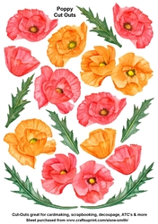 Poppy Watercolor Cut Outs