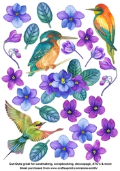 Watercolor Purple Flower Cut-Outs