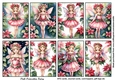 Pink Poinsettia Fairy Tags / Toppers / ATC
