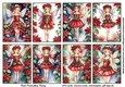 Red Poinsettia Fairy Tags / Toppers / ATC