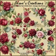 Burgundy Roses Floral Corners and Borders