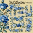 Blue Roses Floral Corners and Borders