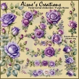 Purple Roses Floral Corners & Borders