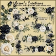 Black & White Roses Floral Corners & Borders