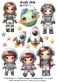 Girl Astronaut Fussy Cuts Collage Sheet