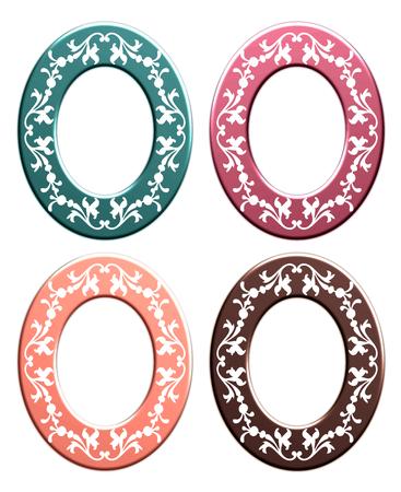 Elegant Metallic Floral Frames - Oval Set 2