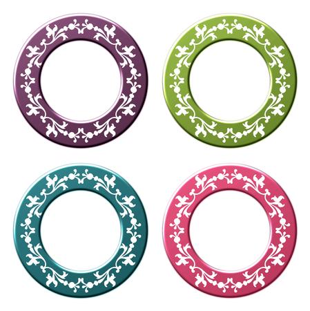 Elegant Metallic Floral Frames - Circle Set 2