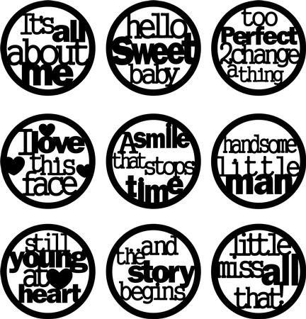 Black Phrases Words Art Circles Digital Embellishments